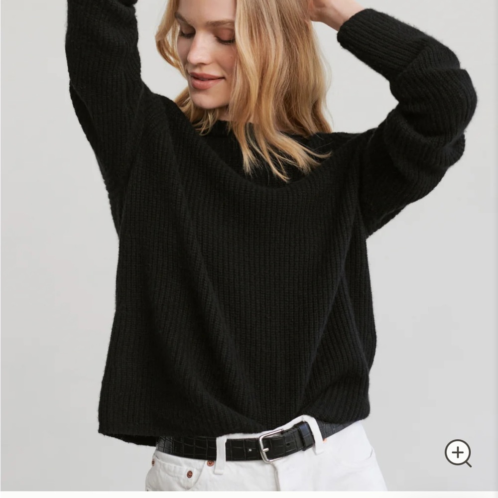 Jenni Kayne Black Crew Neck Sweater Soft Knit